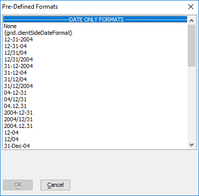 Pre-defined formats for Date fields